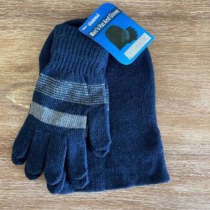 Mens knit hat & glove set